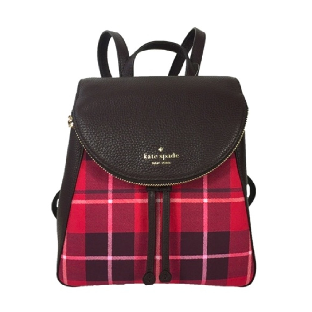 Kate Spade Leila Plaid Leather Mini Backpack – Bright Rose Multi